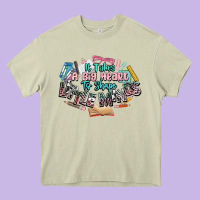It Takes A Big Heart To Shape Little Mind Teacher Heavy Core Tee Designed By Nancycooperartshop
