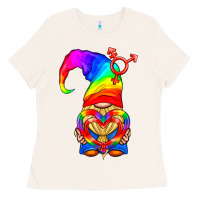Bone LGBTQ+ Pride Gnome With Heart Balloon Ladies Tee - BundleAndBundleShop