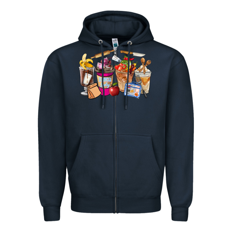 Lunch Lady Coffee Cups Zipper Hoodie by FaDigitalArtStudio | Teevron