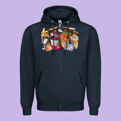 Lunch Lady Coffee Cups Zipper Hoodie Designed By Fadigitalartstudio