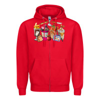 Red Lunch Lady Coffee Cups Zipper Hoodie - FaDigitalArtStudio
