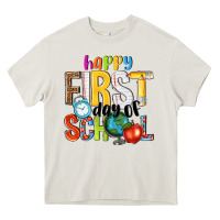 Cream happy first day of school Heavy Core Tee - NancyCooperArtShop