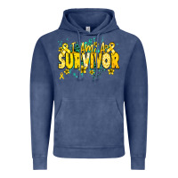 Vintage Denim I am a survivor yellow ribbon Vintage Hoodie - NancyCooperArtShop