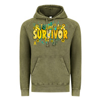 Vintage Olive I am a survivor yellow ribbon Vintage Hoodie - NancyCooperArtShop
