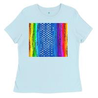Baby Blue LGBTQ+ Pride American Flag Tumbler Ladies Tee - BundleAndBundleShop
