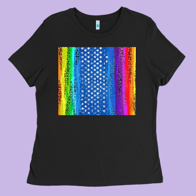 Lgbtq+ Pride American Flag Tumbler Ladies Tee Designed By Bundleandbundleshop