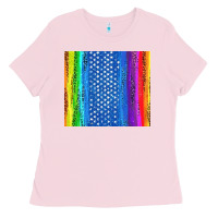 Bubblegum Pink LGBTQ+ Pride American Flag Tumbler Ladies Tee - BundleAndBundleShop