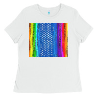 White LGBTQ+ Pride American Flag Tumbler Ladies Tee - BundleAndBundleShop