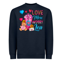 Navy Love More Worry Less Valentines Day Cold Drink Heavyweight Sweatshirt - FaDigitalArtStudio