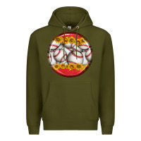 Army Green baseball with sunflower round earrings Premium Hoodie - BundleAndBundleShop
