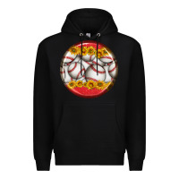 Black baseball with sunflower round earrings Premium Hoodie - BundleAndBundleShop