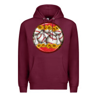 Burgundy baseball with sunflower round earrings Premium Hoodie - BundleAndBundleShop