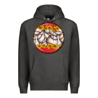 Charcoal Heather baseball with sunflower round earrings Premium Hoodie - BundleAndBundleShop