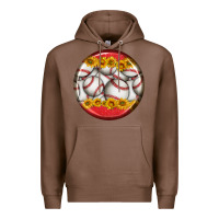 Chestnut baseball with sunflower round earrings Premium Hoodie - BundleAndBundleShop
