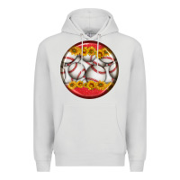 Dove Grey baseball with sunflower round earrings Premium Hoodie - BundleAndBundleShop