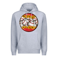 Heather Grey baseball with sunflower round earrings Premium Hoodie - BundleAndBundleShop