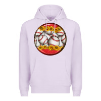 Lilac baseball with sunflower round earrings Premium Hoodie - BundleAndBundleShop