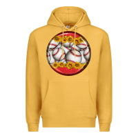 Mustard baseball with sunflower round earrings Premium Hoodie - BundleAndBundleShop
