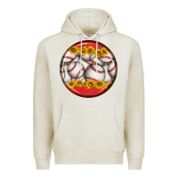 Oatmeal Heather baseball with sunflower round earrings Premium Hoodie - BundleAndBundleShop
