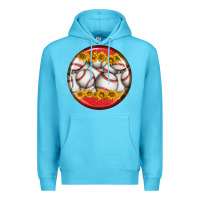 Ocean Blue baseball with sunflower round earrings Premium Hoodie - BundleAndBundleShop