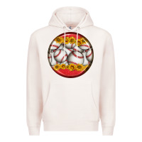 Pale Pink baseball with sunflower round earrings Premium Hoodie - BundleAndBundleShop