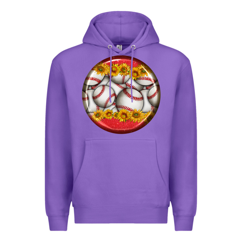 Baseball With Sunflower Round Earrings Premium Hoodie by BundleAndBundleShop | Teevron