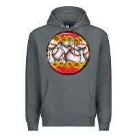 Rock baseball with sunflower round earrings Premium Hoodie - BundleAndBundleShop