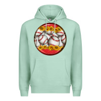 Seafoam baseball with sunflower round earrings Premium Hoodie - BundleAndBundleShop