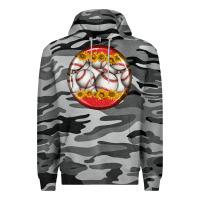 Slate Camo baseball with sunflower round earrings Premium Hoodie - BundleAndBundleShop