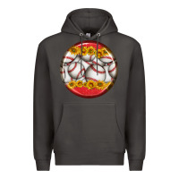 Smoke baseball with sunflower round earrings Premium Hoodie - BundleAndBundleShop