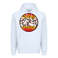 White baseball with sunflower round earrings Premium Hoodie - BundleAndBundleShop