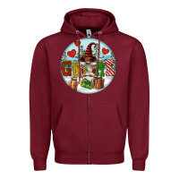Burgundy Christmas Gnome Zipper Hoodie - FaDigitalArtStudio
