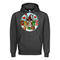 Charcoal Heather Christmas Gnome Zipper Hoodie - FaDigitalArtStudio