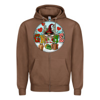 Chestnut Christmas Gnome Zipper Hoodie - FaDigitalArtStudio