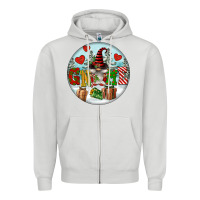 Dove Grey Christmas Gnome Zipper Hoodie - FaDigitalArtStudio
