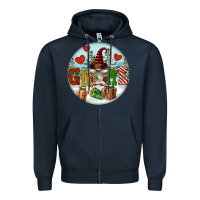 Navy Christmas Gnome Zipper Hoodie - FaDigitalArtStudio