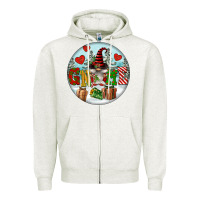 Oatmeal Heather Christmas Gnome Zipper Hoodie - FaDigitalArtStudio