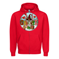 Red Christmas Gnome Zipper Hoodie - FaDigitalArtStudio