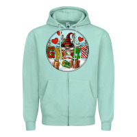 Seafoam Christmas Gnome Zipper Hoodie - FaDigitalArtStudio