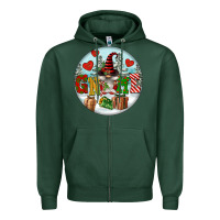 Sports Green Christmas Gnome Zipper Hoodie - FaDigitalArtStudio