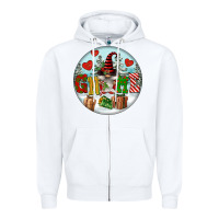 White Christmas Gnome Zipper Hoodie - FaDigitalArtStudio