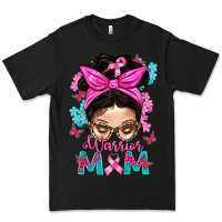 Black Warrior Mom Messy Bun With Flowers Premium Tee - BundleAndBundleShop