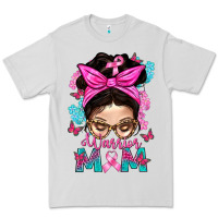 Dove Grey Warrior Mom Messy Bun With Flowers Premium Tee - BundleAndBundleShop