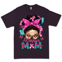 Plum Warrior Mom Messy Bun With Flowers Premium Tee - BundleAndBundleShop