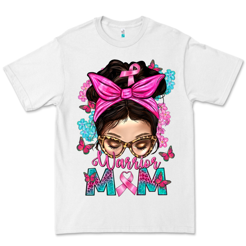 Warrior Mom Messy Bun With Flowers Premium Tee by BundleAndBundleShop | Teevron