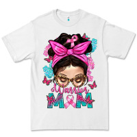 White Warrior Mom Messy Bun With Flowers Premium Tee - BundleAndBundleShop
