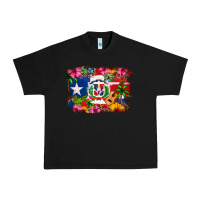 Black Dominican Republic and Puerto Rico Flag Urban Heavy Tee - texasbilliewilder