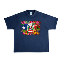 Navy Dominican Republic and Puerto Rico Flag Urban Heavy Tee - texasbilliewilder