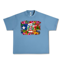 Pebble Blue Dominican Republic and Puerto Rico Flag Urban Heavy Tee - texasbilliewilder