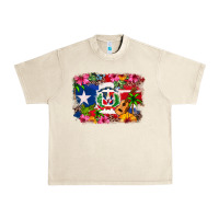 Sandshell Dominican Republic and Puerto Rico Flag Urban Heavy Tee - texasbilliewilder